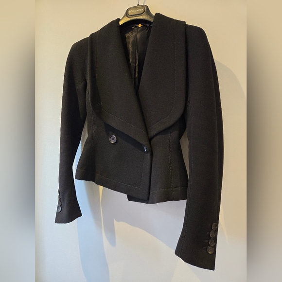 Gucci Black Wool Moto Style Suit Jacket Size IT 36 - Picture 2 of 10